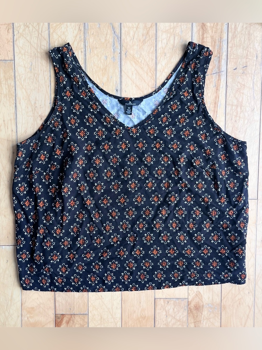Jules & Leopold Printed Boho Cropped Geometric Sleeveless Tank Top Size 2X